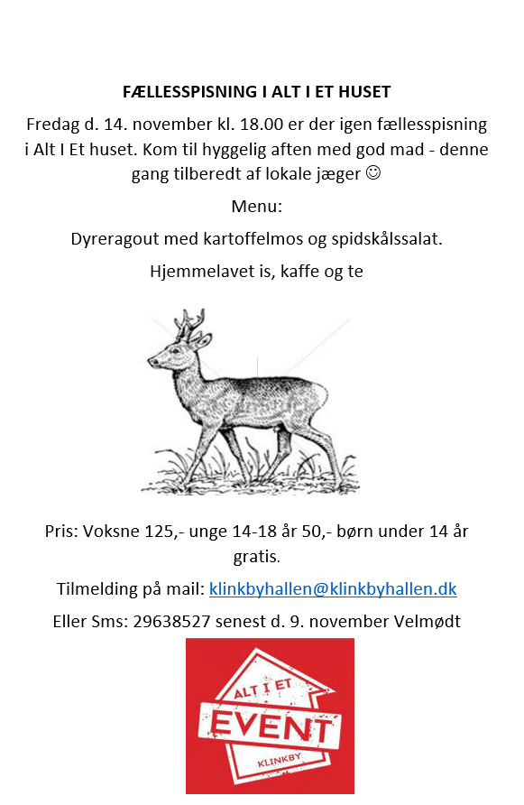 Fællesspisning d. 14. november